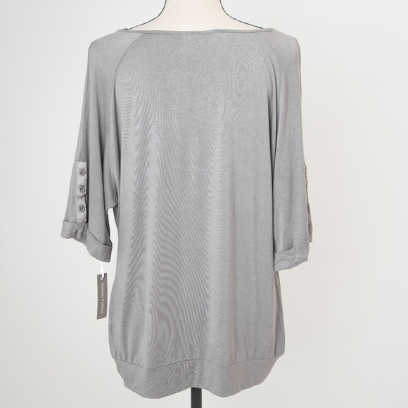 Neutral gray drape neck cowl neck soft stretchy top XL Forever Fashion soft - Picture 2 of 13